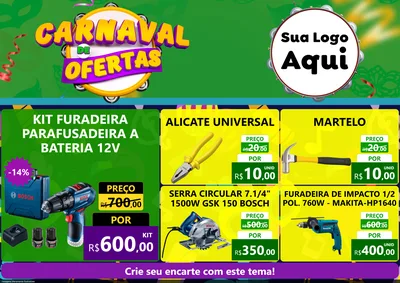 Modelo de Encarte para Encarte A4 Horizontal com o tema Carnaval de Ofertas para Maquinas e Ferramentas
