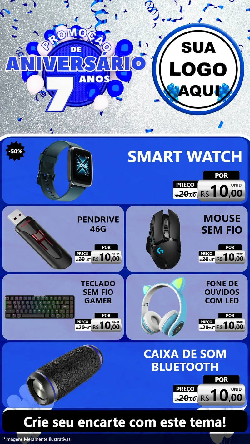 Modelo de TV para TV Vertical com o tema Promoção de Aniversário - 7 Anos para Informática