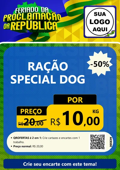 Modelo de Cartaz para Cartaz A4 Vertical com o tema Feriado da Proclamação da República para Pet Shop