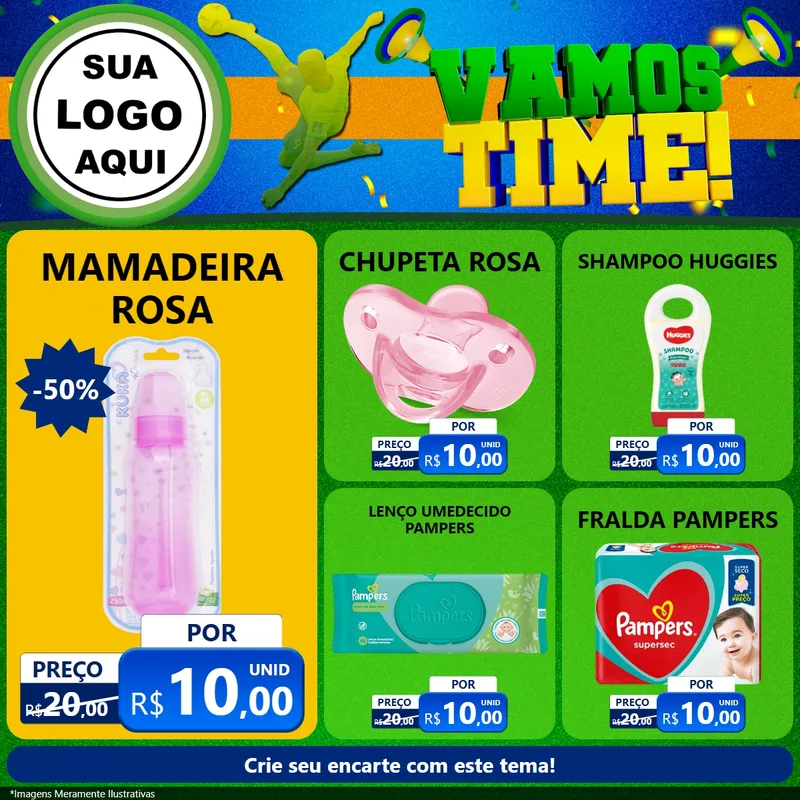 Modelo de Rede Social para Feed Facebook com o tema Vamos Time! para Bebês