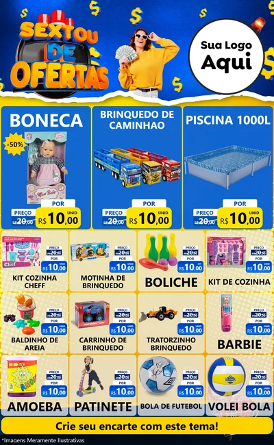 Modelo de Encarte para Encarte Grande com o tema Sextou de Ofertas para Brinquedos
