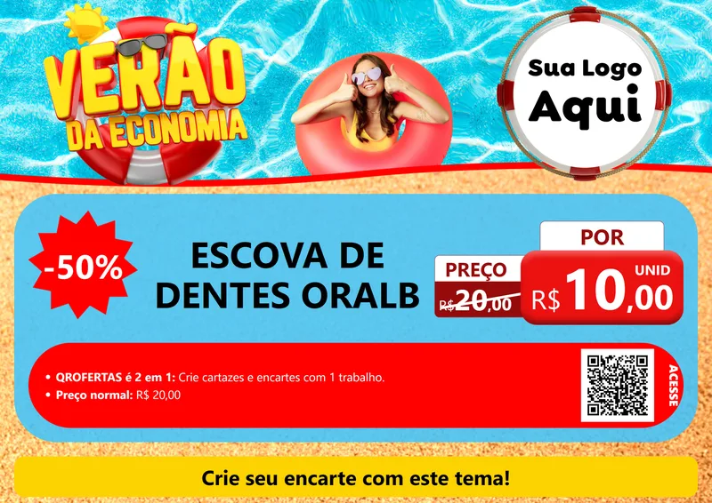 Modelo de Cartaz para Cartaz A4 Horizontal com o tema Verão da Economia para Higiene Pessoal