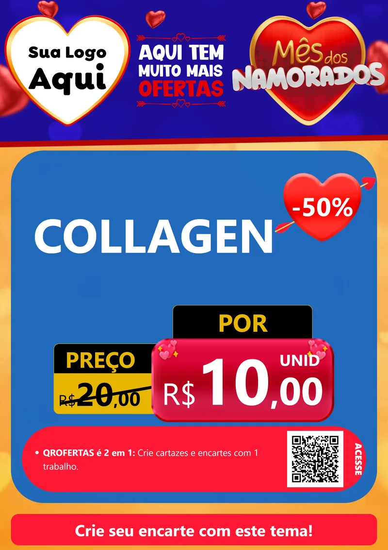 Modelo de Cartaz para Cartaz A4 Vertical com o tema Mês dos Namorados para Suplementos alimentares