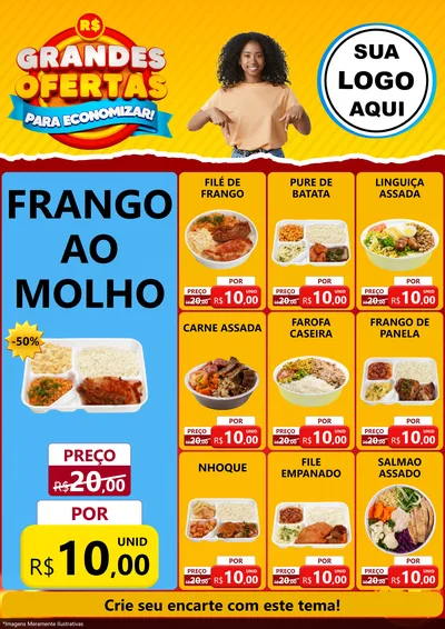 Modelo de Encarte para Encarte A4 Vertical com o tema Grandes Ofertas Para Economizar! para Restaurante