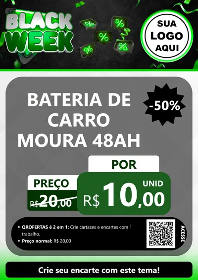 Modelo de Cartaz para Cartaz A4 Vertical com o tema Black Week para Baterias Elétricas