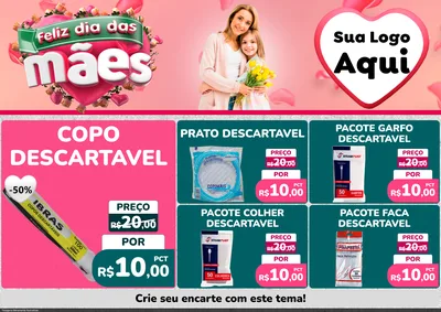 Modelo de Encarte para Encarte A4 Horizontal com o tema Feliz Dia das Mães para Embalagens