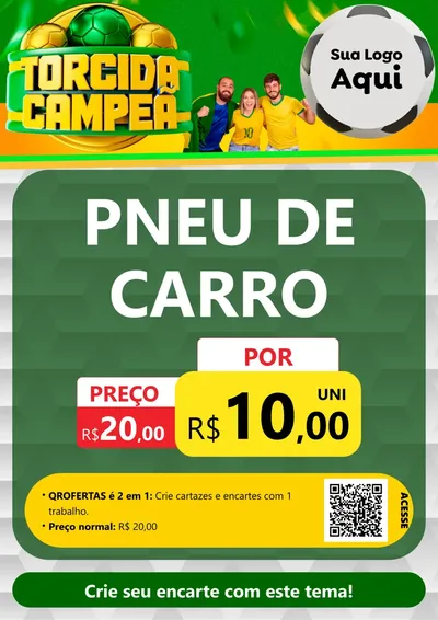 Modelo de Cartaz para Cartaz A4 Vertical com o tema Torcida Campeã - Copa para Auto peças