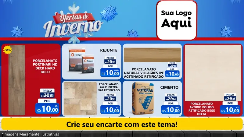 Modelo de TV para TV Horizontal com o tema Ofertas de Inverno para Pisos e revestimentos