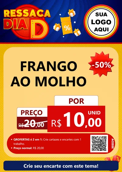 Modelo de Cartaz para Cartaz A4 Vertical com o tema Ressaca Dia D para Restaurante