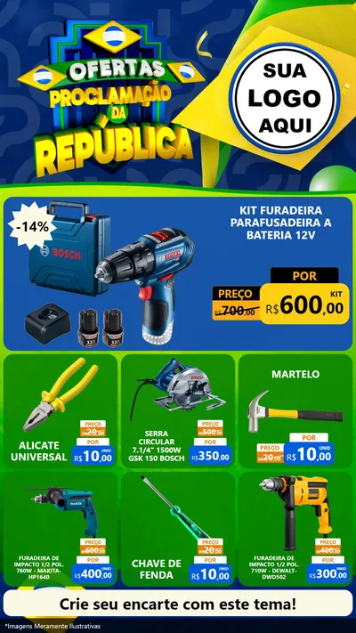 Modelo de Rede Social para Stories com o tema Ofertas Proclamação da República para Maquinas e Ferramentas