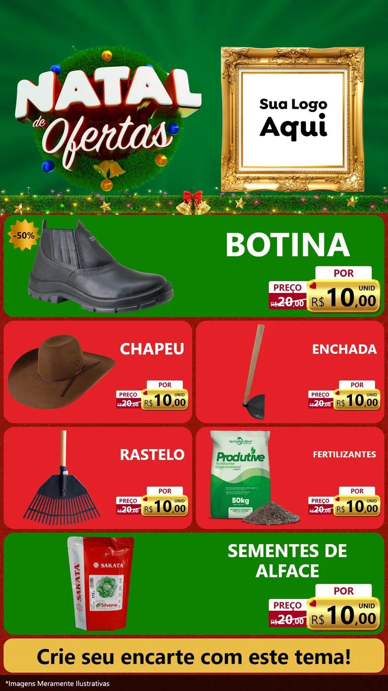 Modelo de TV para TV Vertical com o tema Natal de Ofertas para Agropecuária