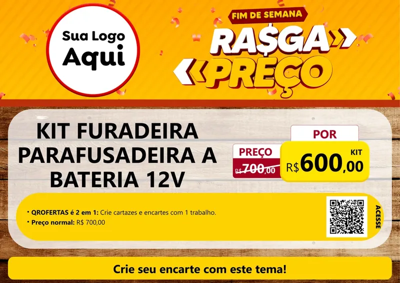 Modelo de Cartaz para Cartaz A4 Horizontal com o tema Fim de Semana Rasga Preços para Maquinas e Ferramentas