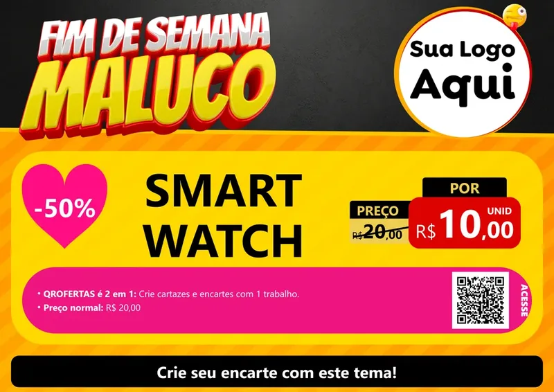 Modelo de Cartaz para Cartaz A4 Horizontal com o tema Final de Semana Maluco para Informática