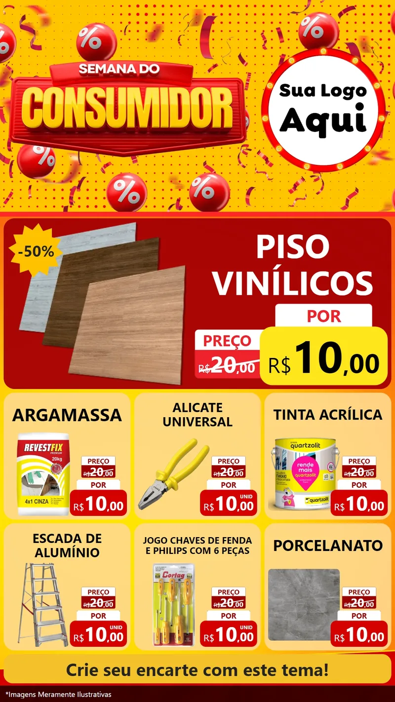 Modelo de Rede Social para Stories com o tema Semana do Consumidor para Material para Construção