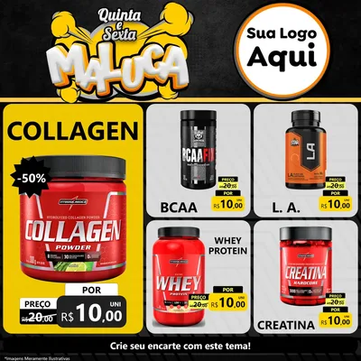 Modelo de Rede Social para Feed Facebook com o tema Quinta e Sexta Maluca para Suplementos alimentares