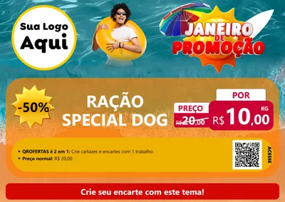 Modelo de Cartaz para Cartaz A4 Horizontal com o tema Janeiro de Promoção para Pet Shop