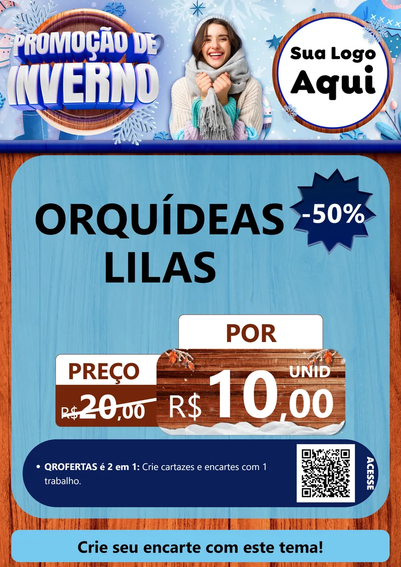 Modelo de Cartaz para Cartaz A4 Vertical com o tema Promoção de Inverno para Floricultura e jardim