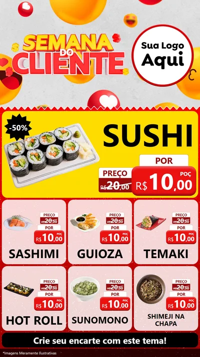 Modelo de Rede Social para Stories com o tema Semana do Cliente para Comida japonesa