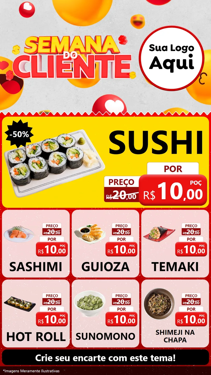 Modelo de Rede Social para Stories com o tema Semana do Cliente para Comida japonesa