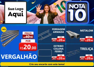 Modelo de Encarte para Encarte A4 Horizontal com o tema Nota 10 para Ferragens