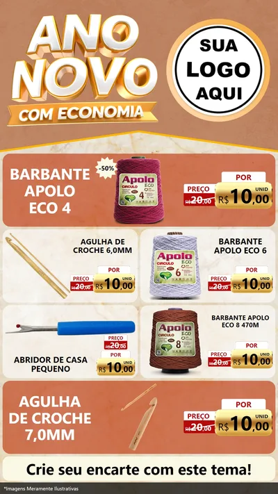 Modelo de TV para TV Vertical com o tema Ano Novo Com Economia para Armarinho e Aviamentos