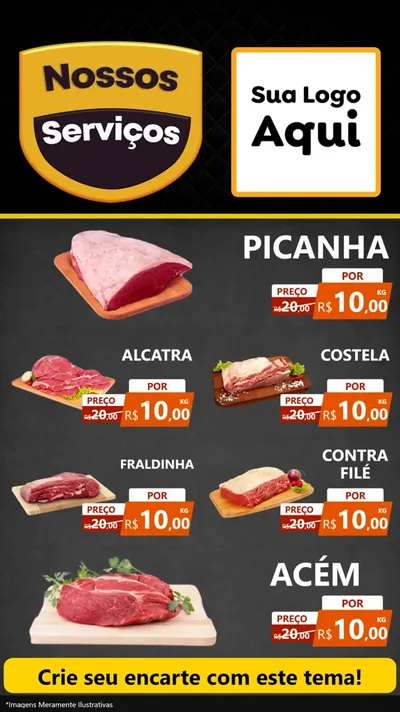 Modelo de TV para TV Vertical com o tema Nossos Serviços para Açougue