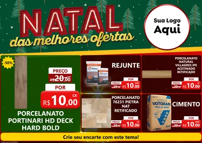 Modelo de Encarte para Encarte A4 Horizontal com o tema Natal das Melhores Ofertas para Pisos e revestimentos