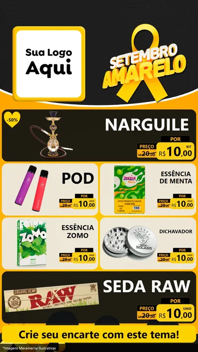 Modelo de TV para TV Vertical com o tema Setembro Amarelo para Tabacaria