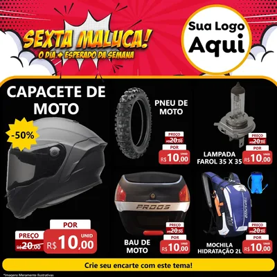 Modelo de Rede Social para Feed Facebook com o tema Sexta Maluca! para Moto peças