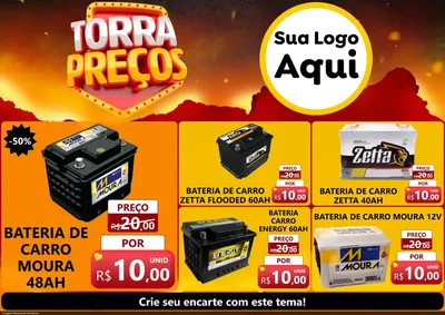Modelo de Encarte para Encarte A4 Horizontal com o tema Torra Preços para Baterias Elétricas