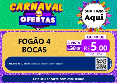 Modelo de Cartaz para Cartaz A4 Horizontal com o tema Carnaval de Ofertas para Móveis e Eletro