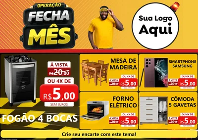 Modelo de Encarte para Encarte A4 Horizontal com o tema Operação Fecha Mês para Móveis e Eletro