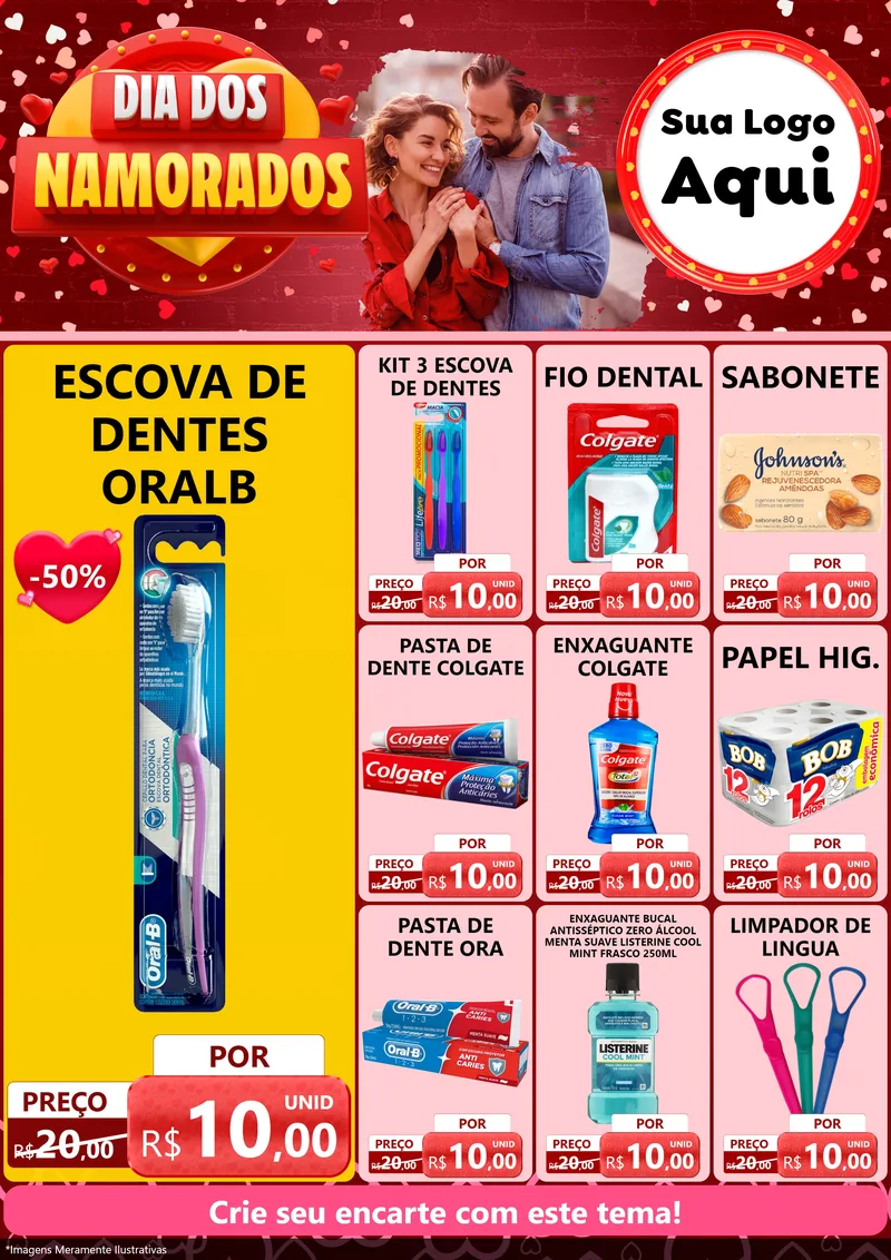 Modelo de Encarte para Encarte A4 Vertical com o tema Dia Dos Namorados para Higiene Pessoal
