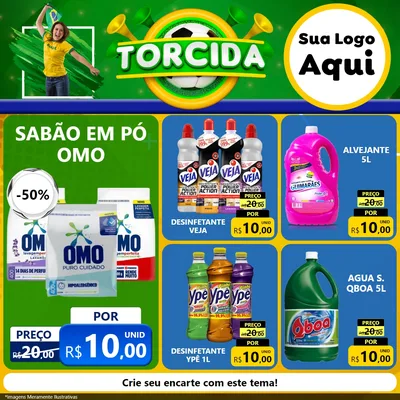 Modelo de Rede Social para Feed Facebook com o tema Torcida para Produtos de Limpeza