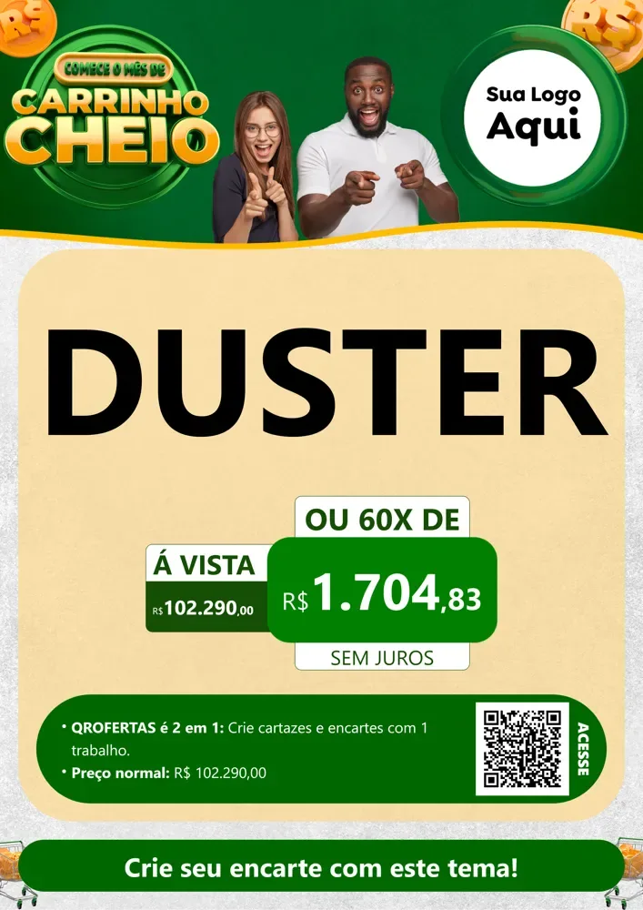 Modelo de Cartaz para Cartaz A4 Vertical com o tema Carrinho Cheio para Concessionaria de Carros