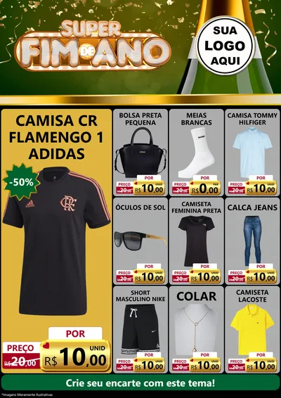 Modelo de Encarte para Encarte A4 Vertical com o tema Super Fim de Ano para Roupas e acessórios
