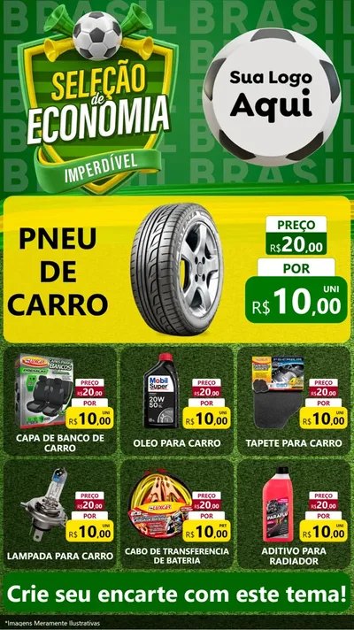Modelo de Rede Social para Stories com o tema Seleção de Economia - Copa para Auto peças