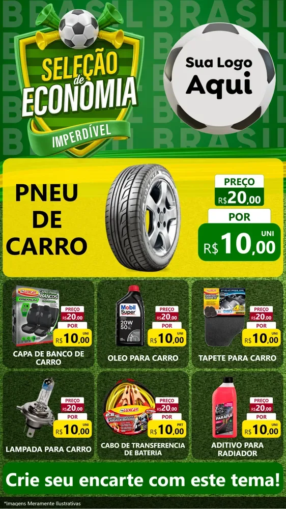Modelo de Rede Social para Stories com o tema Seleção de Economia - Copa para Auto peças
