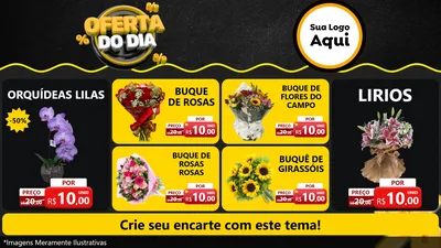 Modelo de TV para TV Horizontal com o tema Oferta Do Dia para Floricultura e jardim
