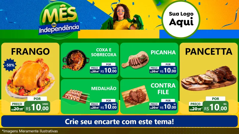 Modelo de TV para TV Horizontal com o tema Mês da Independência para Assados