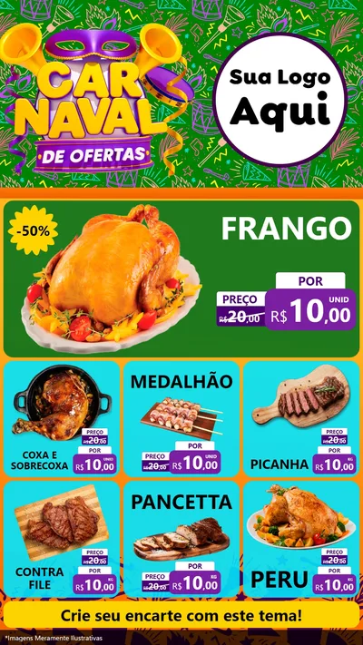 Modelo de Rede Social para Stories com o tema Carnaval de Ofertas para Assados