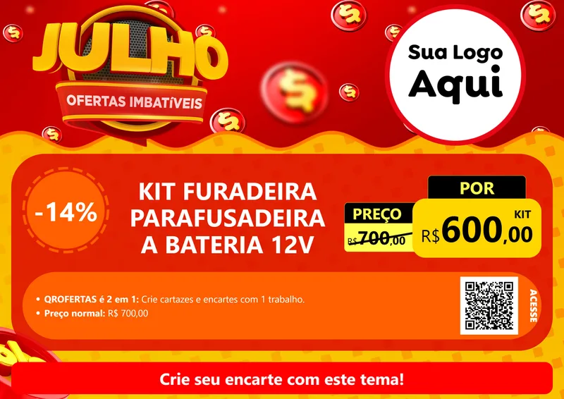 Modelo de Cartaz para Cartaz A4 Horizontal com o tema Julho Ofertas Imbatíveis para Maquinas e Ferramentas