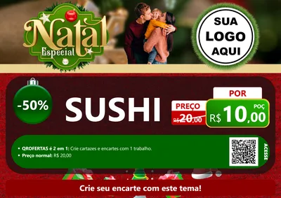 Modelo de Cartaz para Cartaz A4 Horizontal com o tema Natal Especial para Comida japonesa