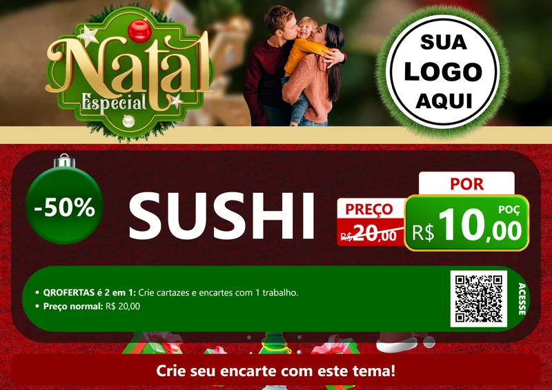 Modelo de Cartaz para Cartaz A4 Horizontal com o tema Natal Especial para Comida japonesa