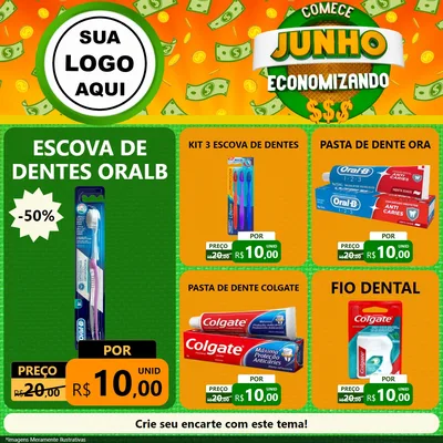 Modelo de Rede Social para Feed Facebook com o tema Comece Junho Economizando para Higiene Pessoal