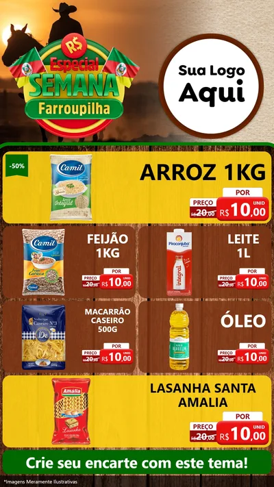 Modelo de TV para TV Vertical com o tema Especial Semana Farroupilha para Supermercado