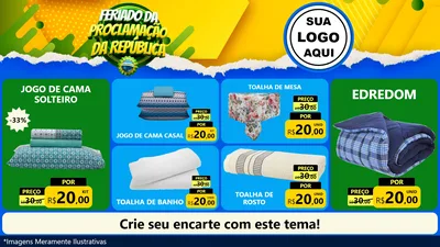 Modelo de TV para TV Horizontal com o tema Feriado da Proclamação da República para Cama, Mesa e Banho