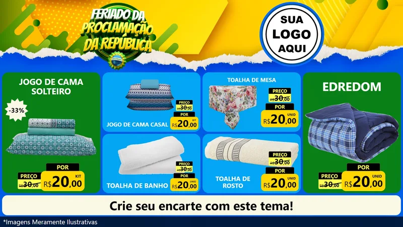 Modelo de TV para TV Horizontal com o tema Feriado da Proclamação da República para Cama, Mesa e Banho
