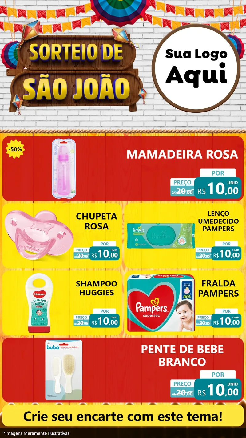 Modelo de TV para TV Vertical com o tema Sorteio de São João para Bebês
