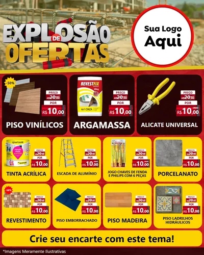 Modelo de Rede Social para Feed Instagram com o tema Explosão de Ofertas - Construção para Material para Construção